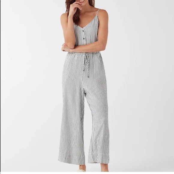 Splendid Yarn Dye Stripe Jumpsuit in Natural & Navy - Picture 10 of 10